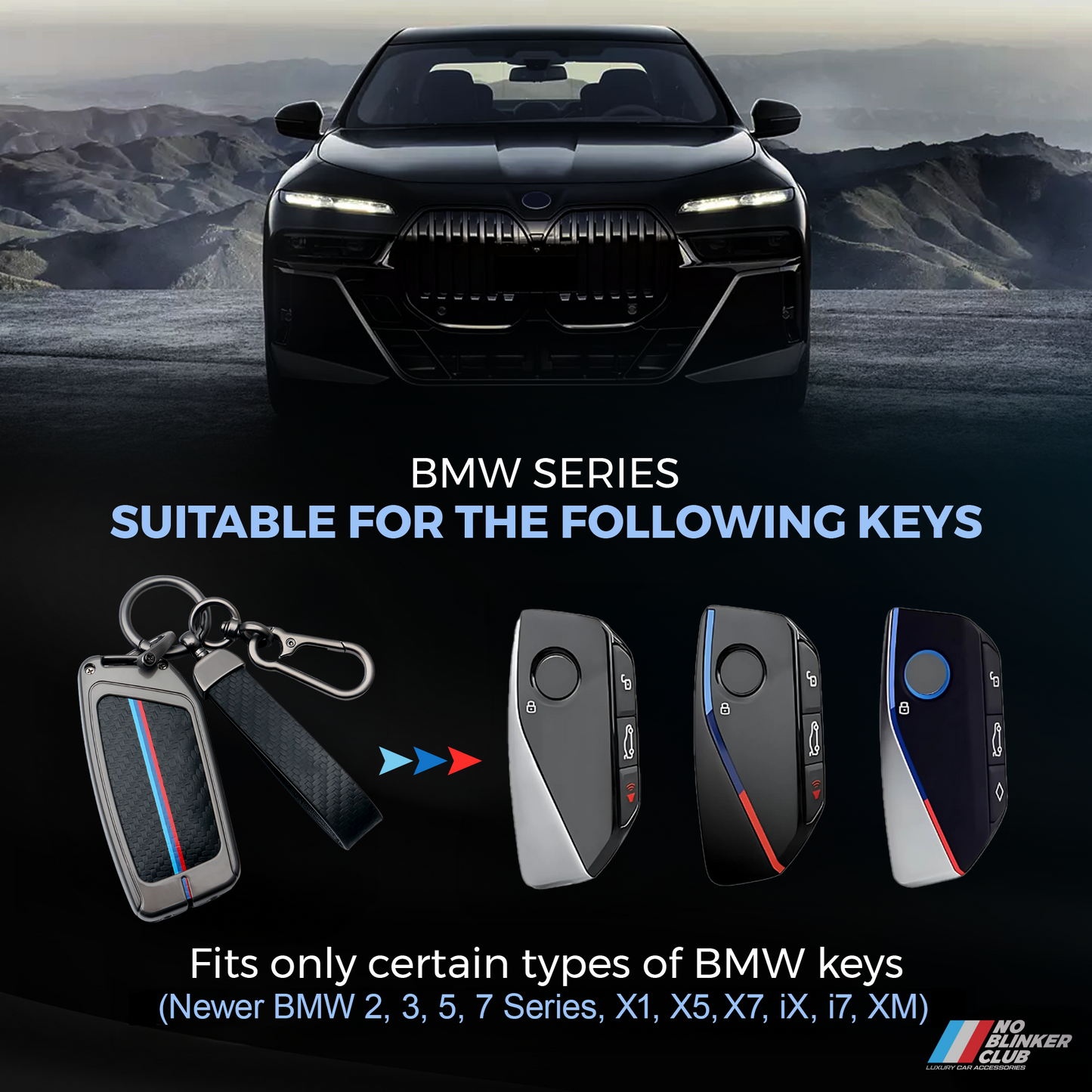 No Blinker Club Luxury Carbon Fiber Key Fob Cover Case For New BMW - Durable Zinc Alloy Shell