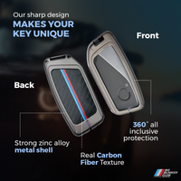 No Blinker Club Luxury Carbon Fiber Key Fob Cover Case For New BMW - Durable Zinc Alloy Shell
