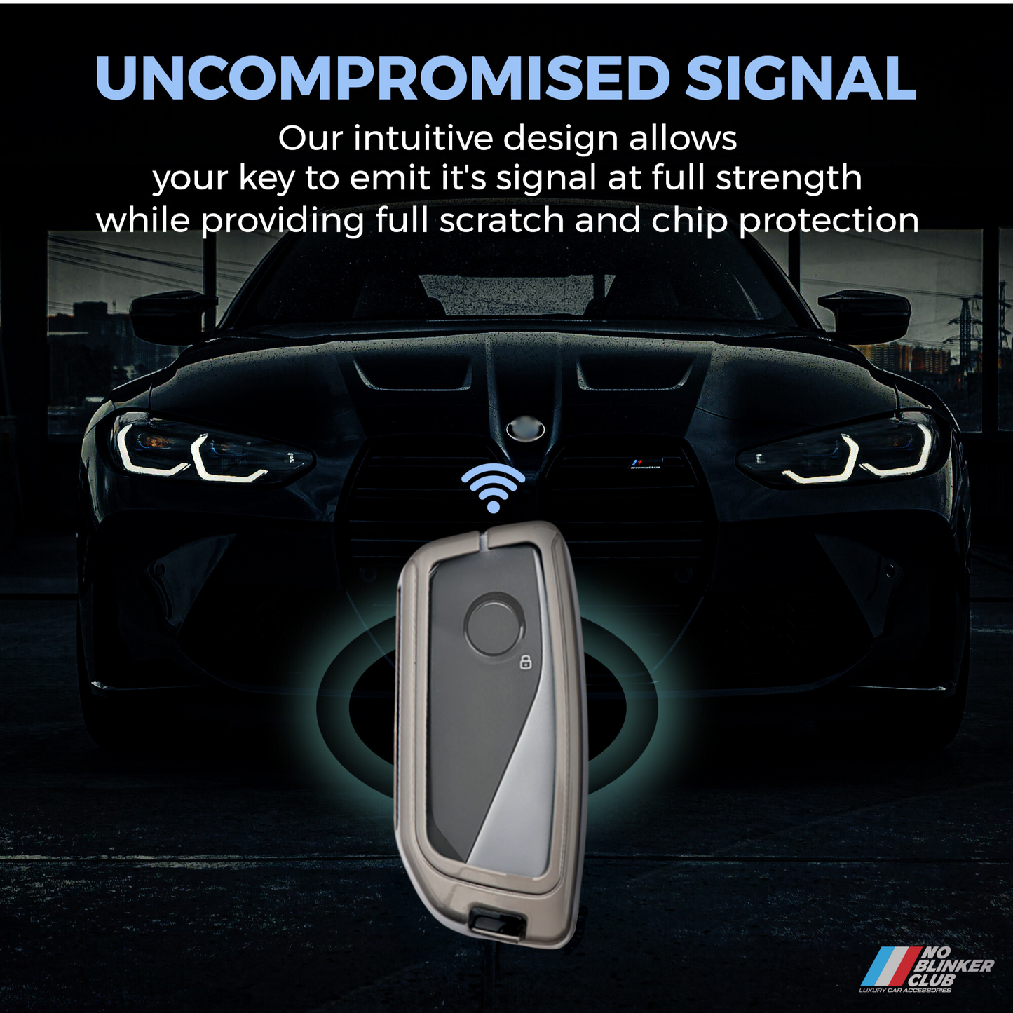 No Blinker Club Luxury Carbon Fiber Key Fob Cover Case For New BMW - Durable Zinc Alloy Shell