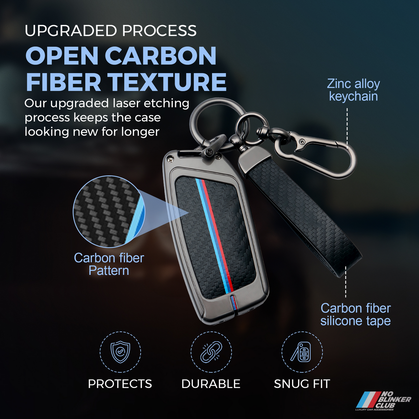 No Blinker Club Luxury Carbon Fiber Key Fob Cover Case For New BMW - Durable Zinc Alloy Shell